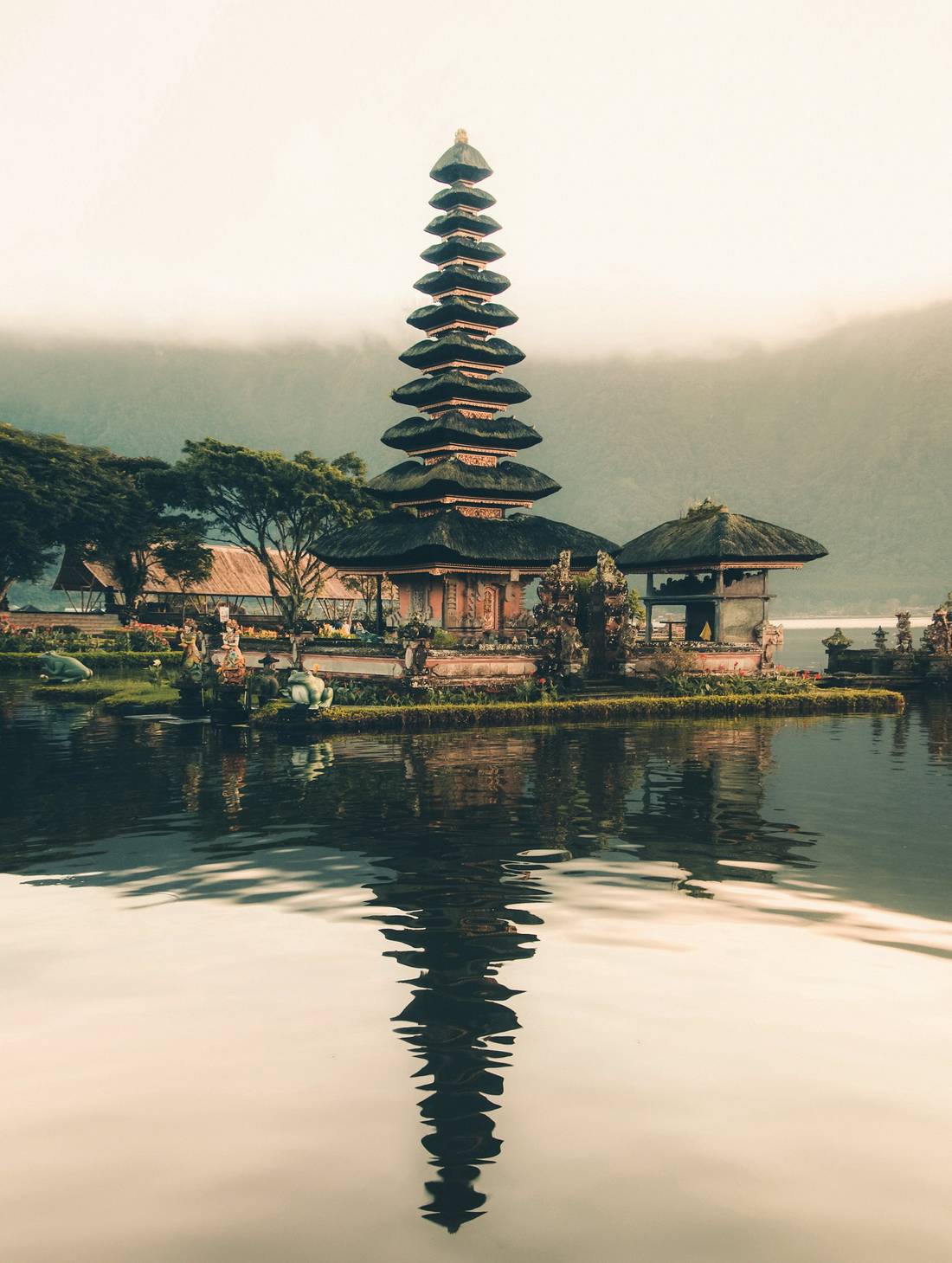 Ulun Danu temple reflected on the lake in Bali